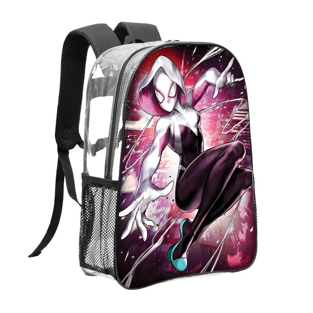 Gwen Mujer ArañaMochila transparente temática, resistente y duradera, bolsa see-through para trabajo, deporte, universidad y viaje, 31 × 43 cm
