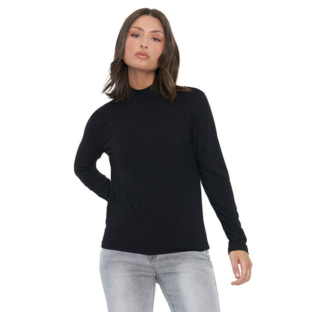 Polera Mujer Beatle Rib Negro Corona