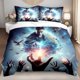 thumbnail image 1 of 3pcs Bedding set Bedding Cushion Cover Magical Wizard with Lightning & Owl Print Duvet Cover Set, 1 of 1