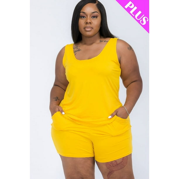 Cómodo Conjunto de Camiseta sin Mangas y Shorts en Talla Grande