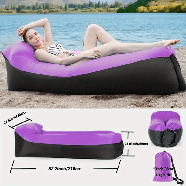 Inflatable Lounger Air Sofa Hammock - Portable, Waterproof And Leakproof Design - Great For Backyard Lakeside Beach Travel Camping Picnic And Music Festival Camping Bed