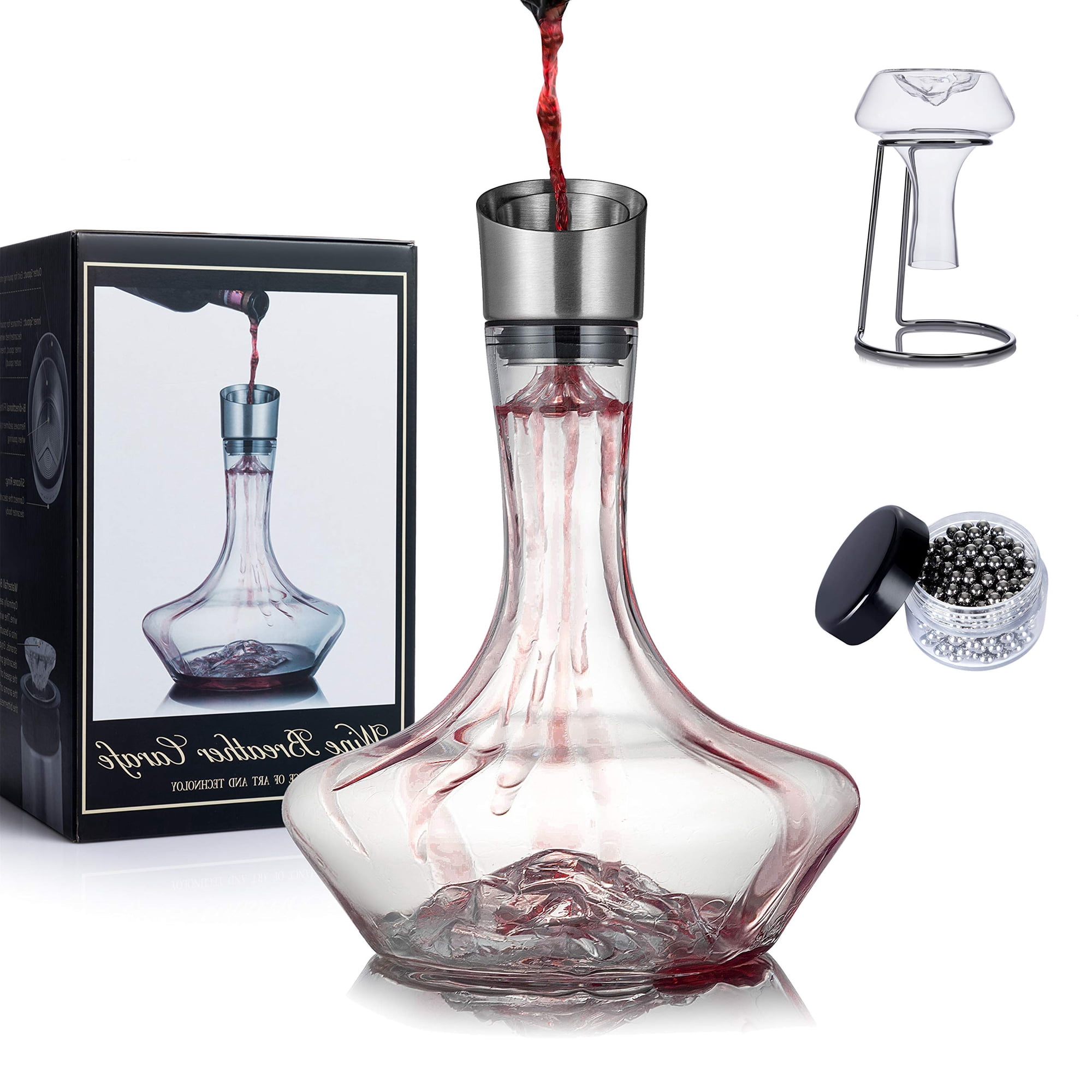 New Pacific Youyah - Set Decantador De Vino Youyah Iceberg Con Filtro Aireador De 1400 Ml