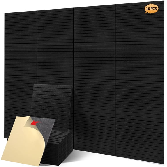 Paneles de pared insonorizados HIJIRH Pro Grade, 16 unidades, 30 x 30 x 1 cm, negros