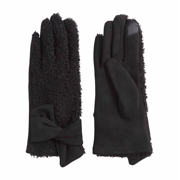Guantes Mud Pie Sherpa Knot para mujer, color negro, talla única