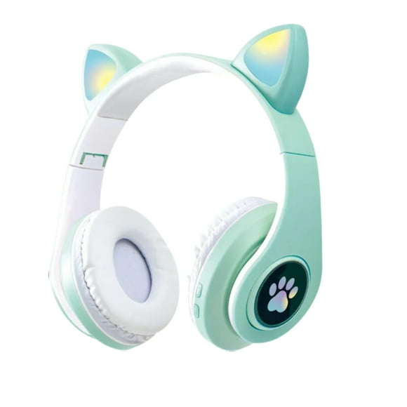 Audífonos inalámbrico Orejas Gato Led Wireless Bluetooth Verde