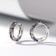 thumbnail image 1 of Luxury Women's Earring Set: Mini Round Silver Plated Fashion Hoop Earrings with Colorful Zircon, 1 of 5