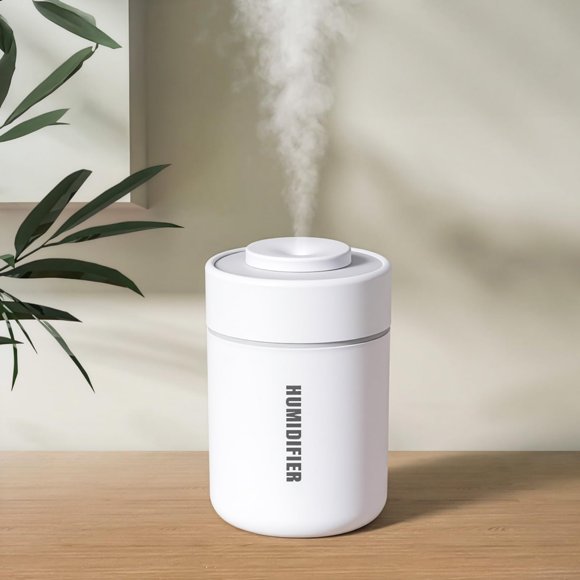Humidificador portátil Daskternie Mini USB Cool Mist de 180 ml, blanco y gris