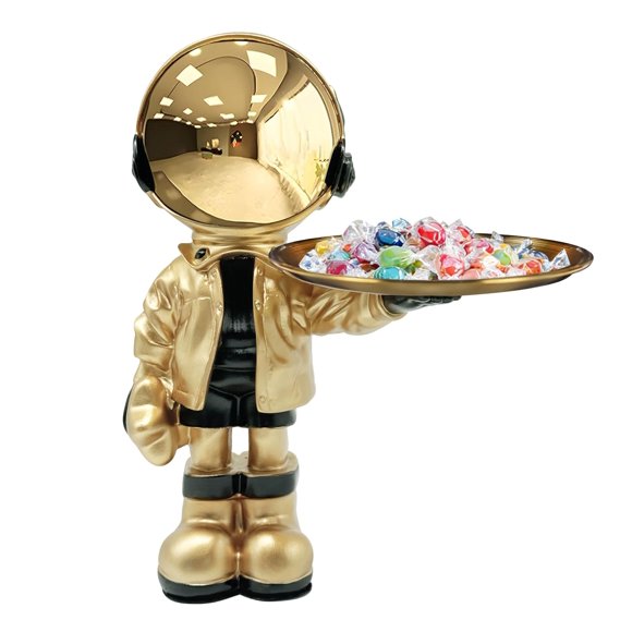Figurita Dosker Astronauta Dorada con Plato para Llaves 32 × 13 × 10 cm