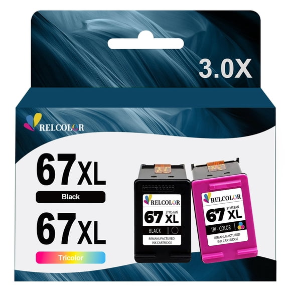 Cartucho de tinta Relcolor Remanufacturado 67XL negro y tricolor
