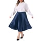 thumbnail image 2 of Agnes Orinda Ropa de Halloween para Mujer Tallas Grandes Conjunto Escolar Universitario Falda Midi Metálica Brillante de Cintura Alta y Plisada 2X Azul Oscuro, 2 of 6