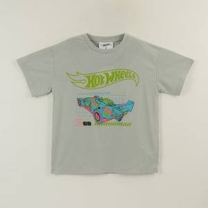 Polera Manga Corta Niño Gris Logo Hot Wheels