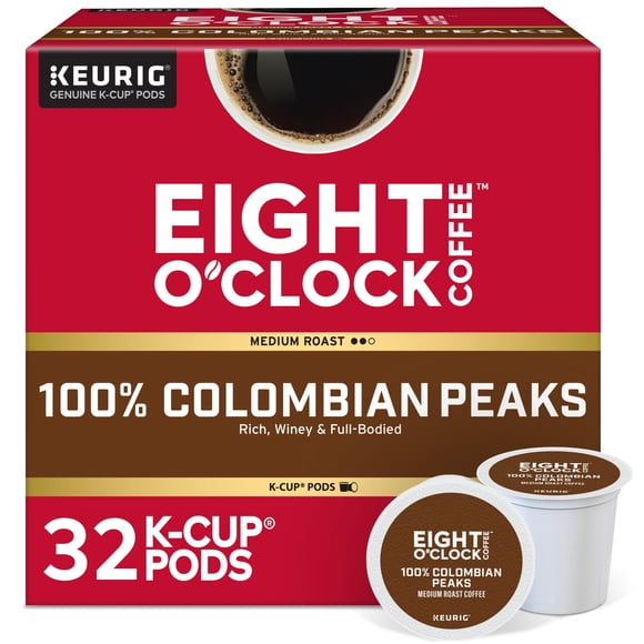 Cápsulas Keurig K-Cup de Coffee Eight O'Clock Colombian Peaks, 32 unidades