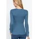 thumbnail image 3 of Saronite Camiseta Térmica de Manga Larga con Cuello Henley de Algodón Acanalado Básico, Azul Acero (para Mujer), 3 of 4