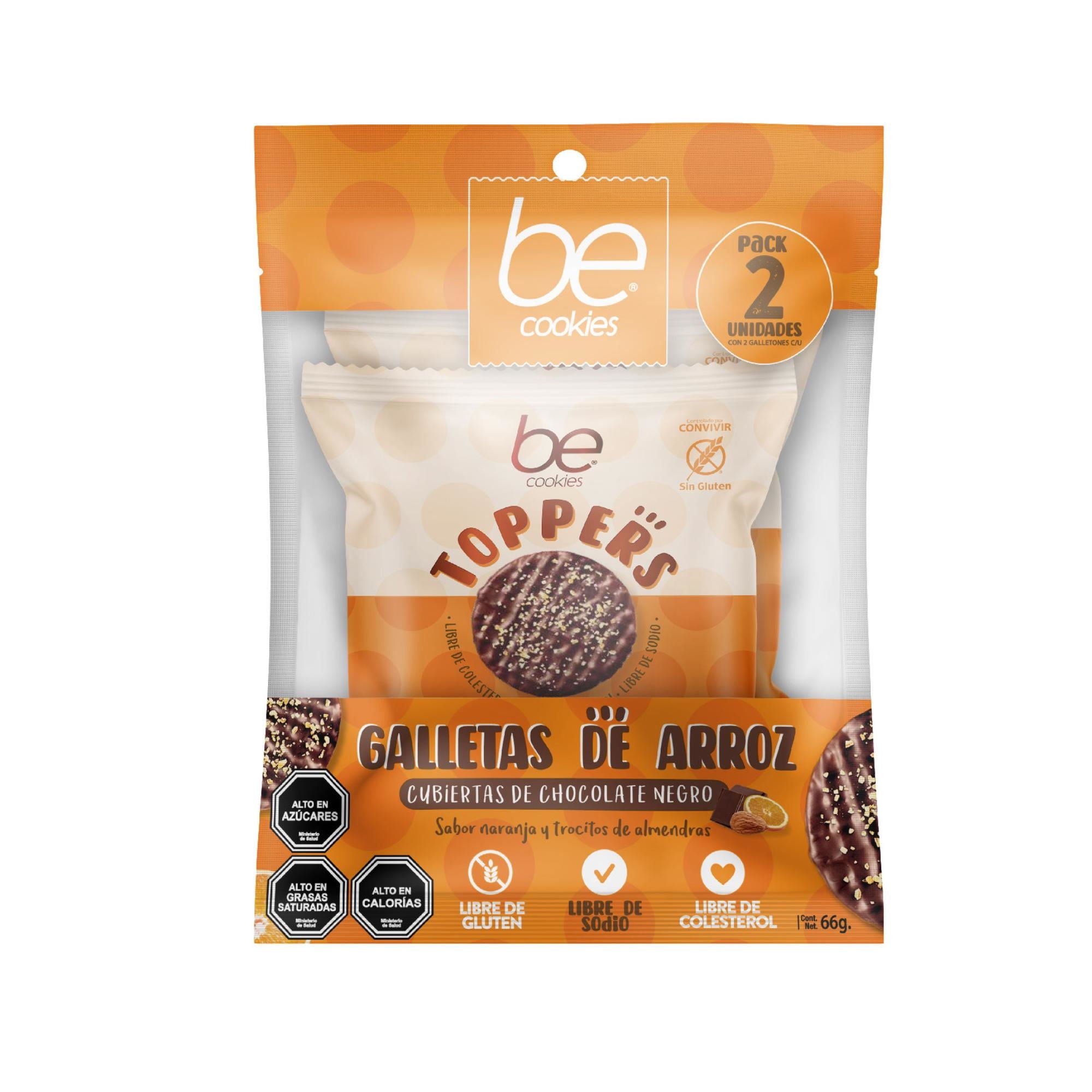 Galletas De Arroz Cubiertas De Chocolate Negro 66 g Be Cookies