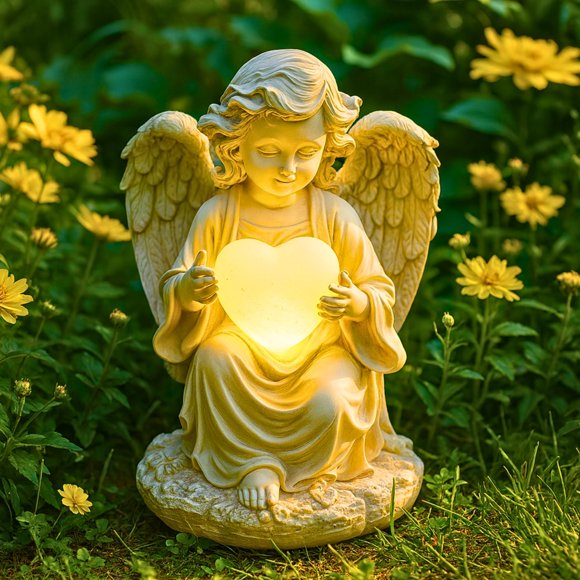Escultura TIALLY 20 cm Estatua de ángel solar para jardín