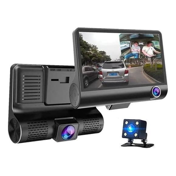 Cámara Auto 3 en 1 Frontal + Trasera + Interior 1080 p HD Grabación Ininterrumpida