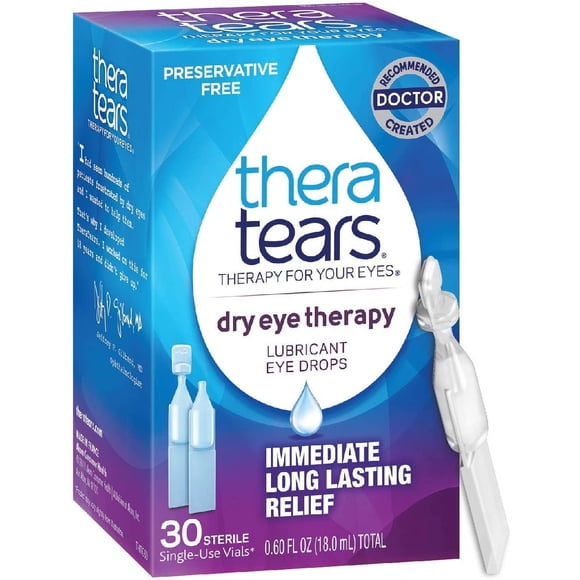 Gotas para ojos TheraTears Dry Eye Therapy, 30 frascos de un solo uso
