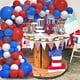 thumbnail image 1 of Kit de arco de globos de confeti rojo, blanco y azul, 120 unidades de 45,72 cm, 30,5 cm y 12,7 cm de látex, ideal para decoración de aniversario, día patriótico y día de la independencia., 1 of 8