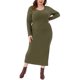 thumbnail image 2 of Vestido Agnes Orinda para Mujer Talla Grande Día de San Patricio, Tejido de Canalé con Abertura Lateral, Cuello Redondo, Manga Larga, Ajustado, Casual, Maxi Vestido 2X Verde Militar, 2 of 5