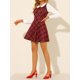 thumbnail image 5 of INSPIRE CHIC Vestido Mini de Línea A con Cuello Peter Pan de Manga Larga a Cuadros para Mujer, Regreso a Clases, Talla S, Rojo, 5 of 8