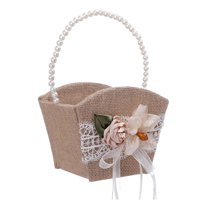 Bothyi - Cesta De Arpillera Para Niña Con Encaje Satinado Rústico Para Fiestas De Ceremonia De Festival