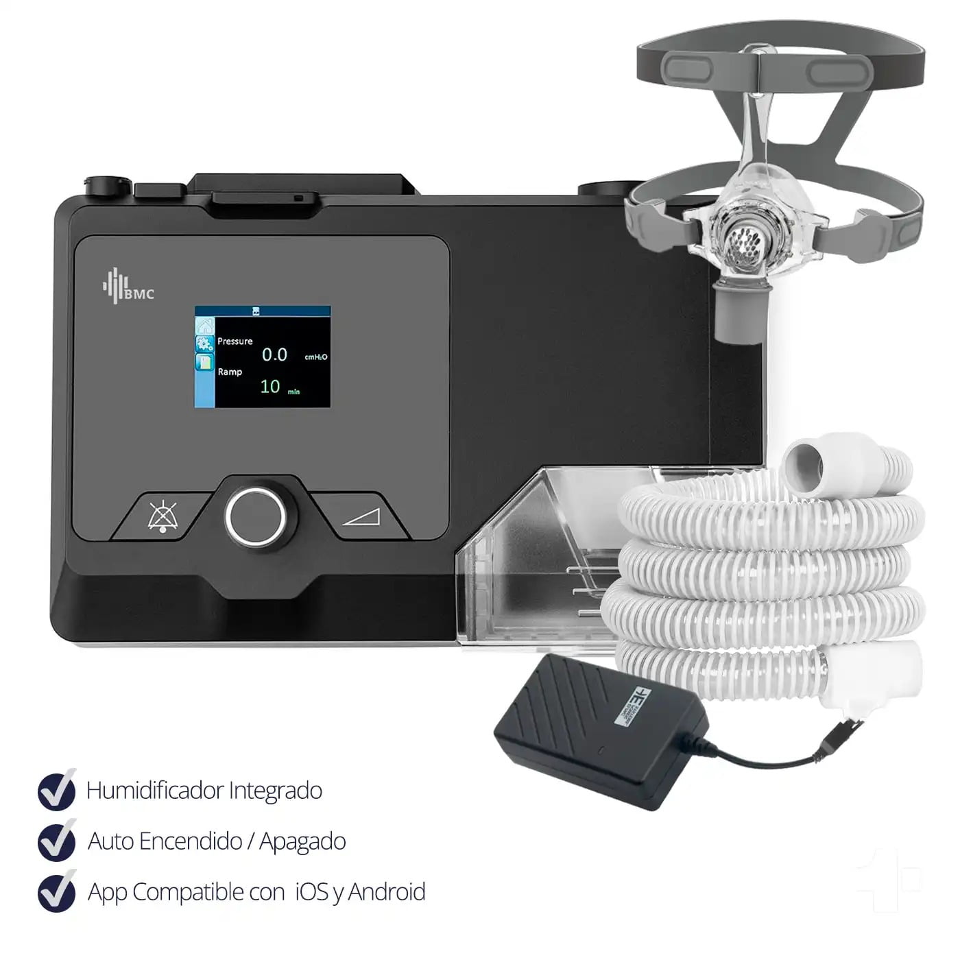 Topmedic - Cpap Resmart + Humidificador + Tubo Calef + Máscara Oronasal M