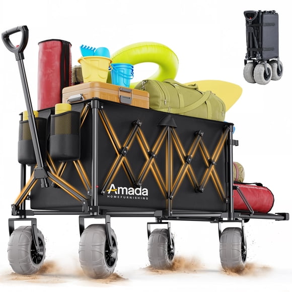 Carrito plegable para playa AMADA HOMEFURNISHING con ruedas grandes, 260 L