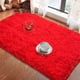 thumbnail image 3 of Alfombra moderna de pelo rojo, 1,52 m x 2,13 m, suave y esponjosa, antideslizante, 3 of 5