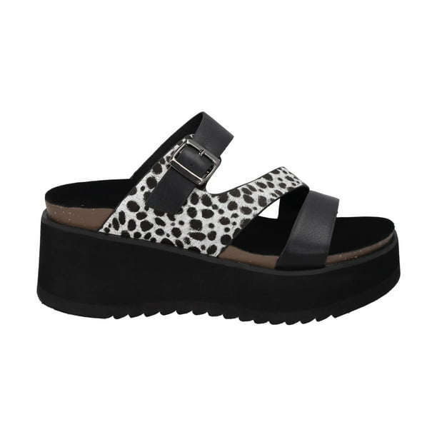 Sandalia Mujer Negro/Print Plataforma Constanza Police