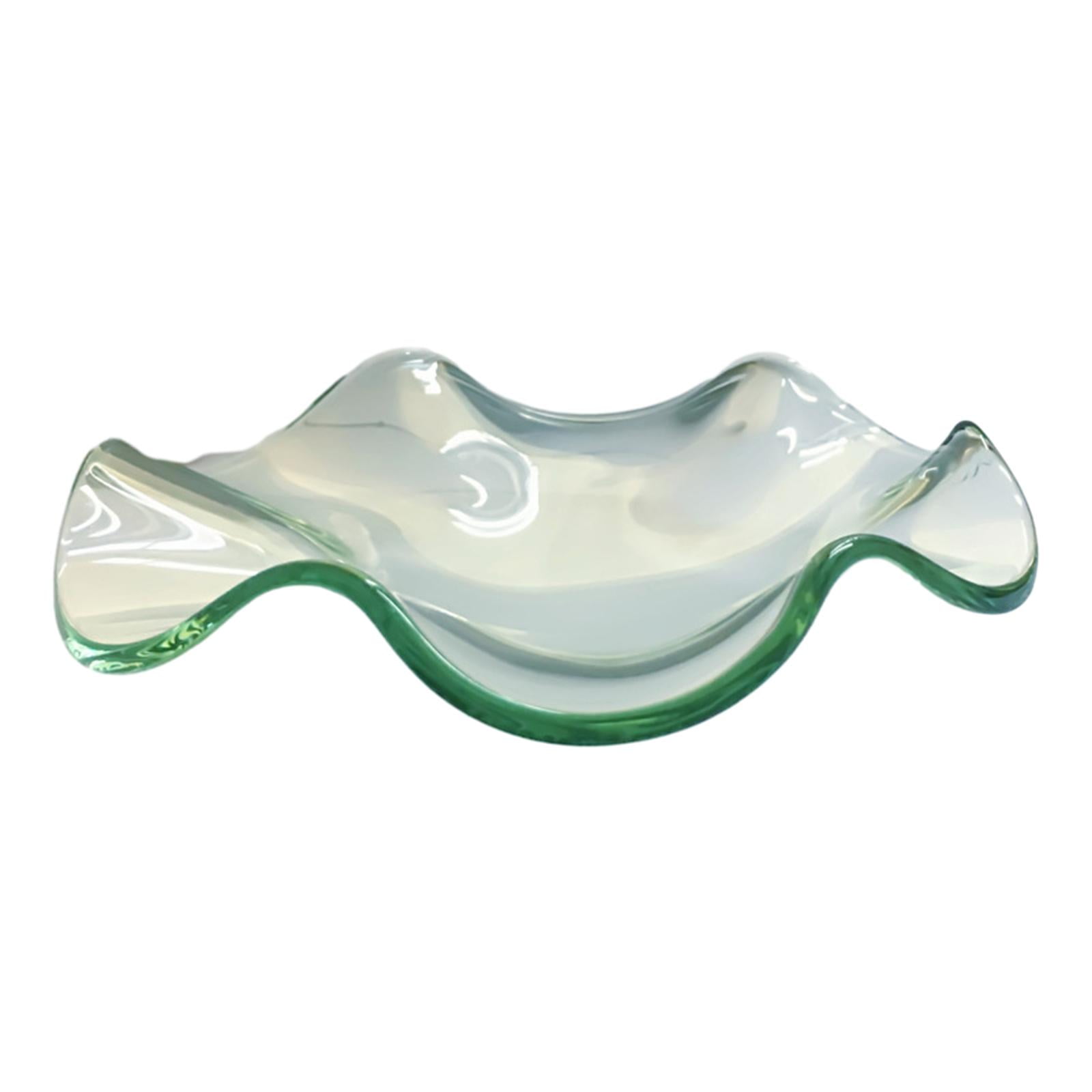 Magideal - Plato Calentador De Aceite Con Borde De Volante De Vidrio, Calentador De Velas Multiusos Para Derretir Cera, Plato Con Tapa, Bandeja Transparente Para