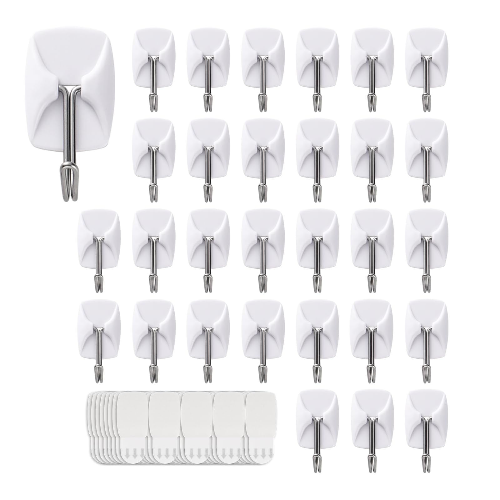 Ganchos De Pared Movelyst 32 Ganchos Pequeños Y 40 Tiras Extraíbles De Color Blanco