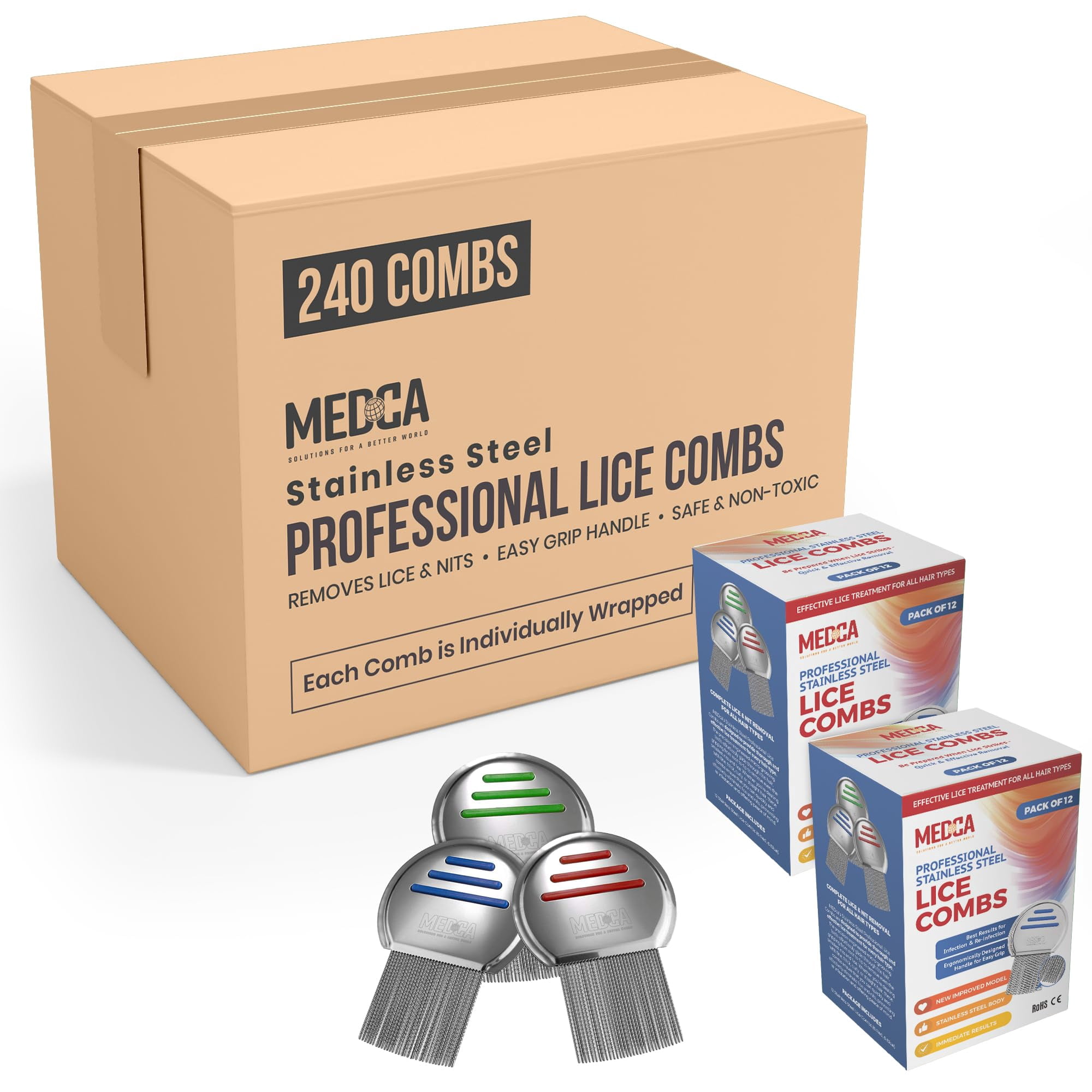 Peine Para Piojos Medca Professional De Acero Inoxidable (paquete De 240)
