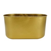 Magideal - De Metal, Jarrón Rectangular, Cubo Ligero, Textura Martillada De Lujo, Contenedor Grande Para Jardín Interior, Balcón, Decoración De Sala De Áurea L