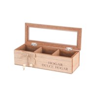 Oem - Caja De Té Mediana De Madera 3 Espacios Dulce Hogar
