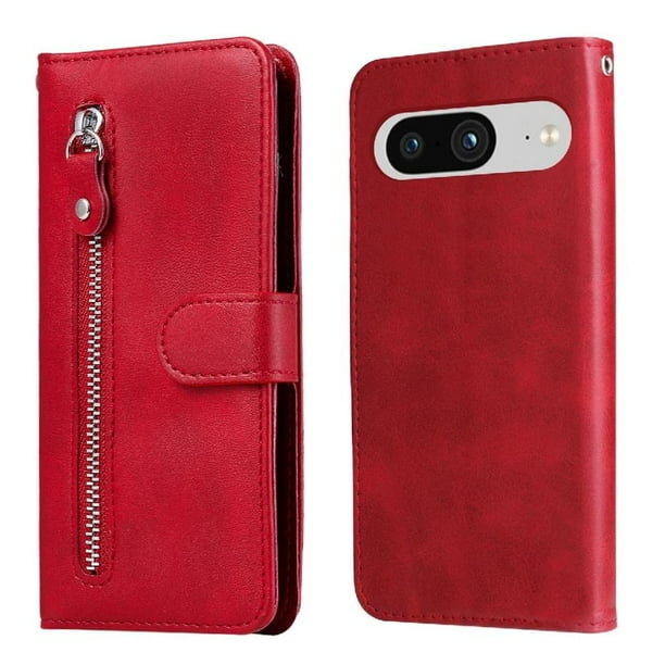 Funda con Cremallera para Google Pixel 8 , Carcasa Cartera de Cuero PU con Soporte y Tarjetero