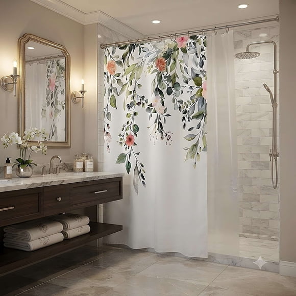 Cortina De Baño Premium 180x180 Cm Con Forro Blanco Cb09