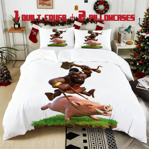 3pcss HOG RIDER Style Printed 3pcs Bedding Set Soft Duvet Cover with 2 Pillowcases All Season Comfort