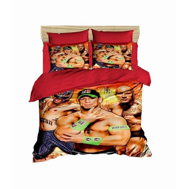 Smackdown WWE Themed Quilt Duvet Cover Set Home Textiles Pillowcase3-Piece Bedding Set