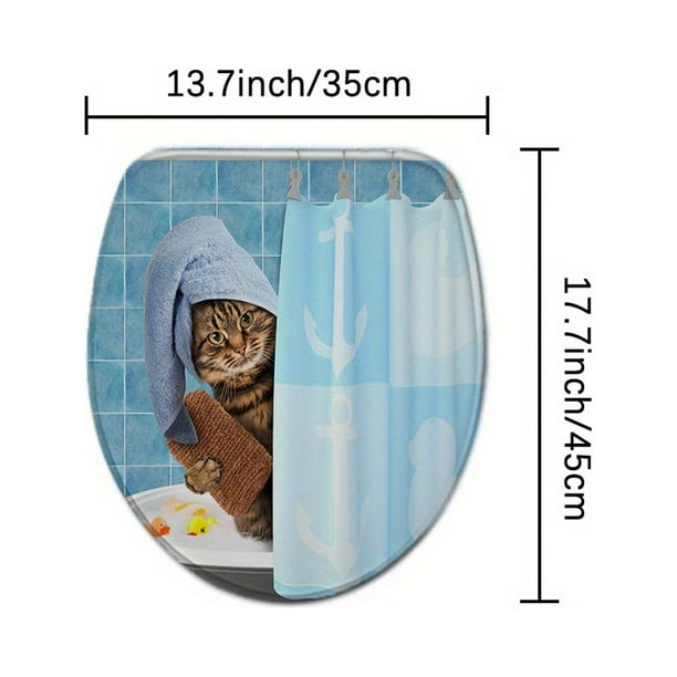 1pc Cute Bathroom Set with Shower Curtain, Non-Slip Rug, Toilet Mat, and Lid Cover Pad - Perfect for Bathroom Decor and Organization