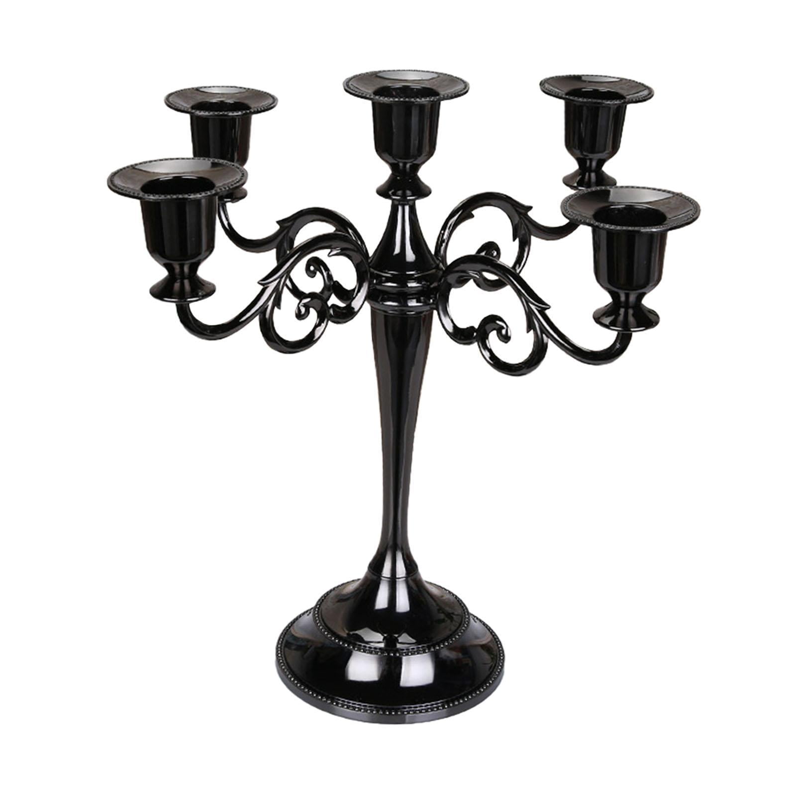 Bothyi - Candelabro De Metal Con 5 Brazos Para Velas, Candelabro Para Fiestas, Cenas, Color Negro