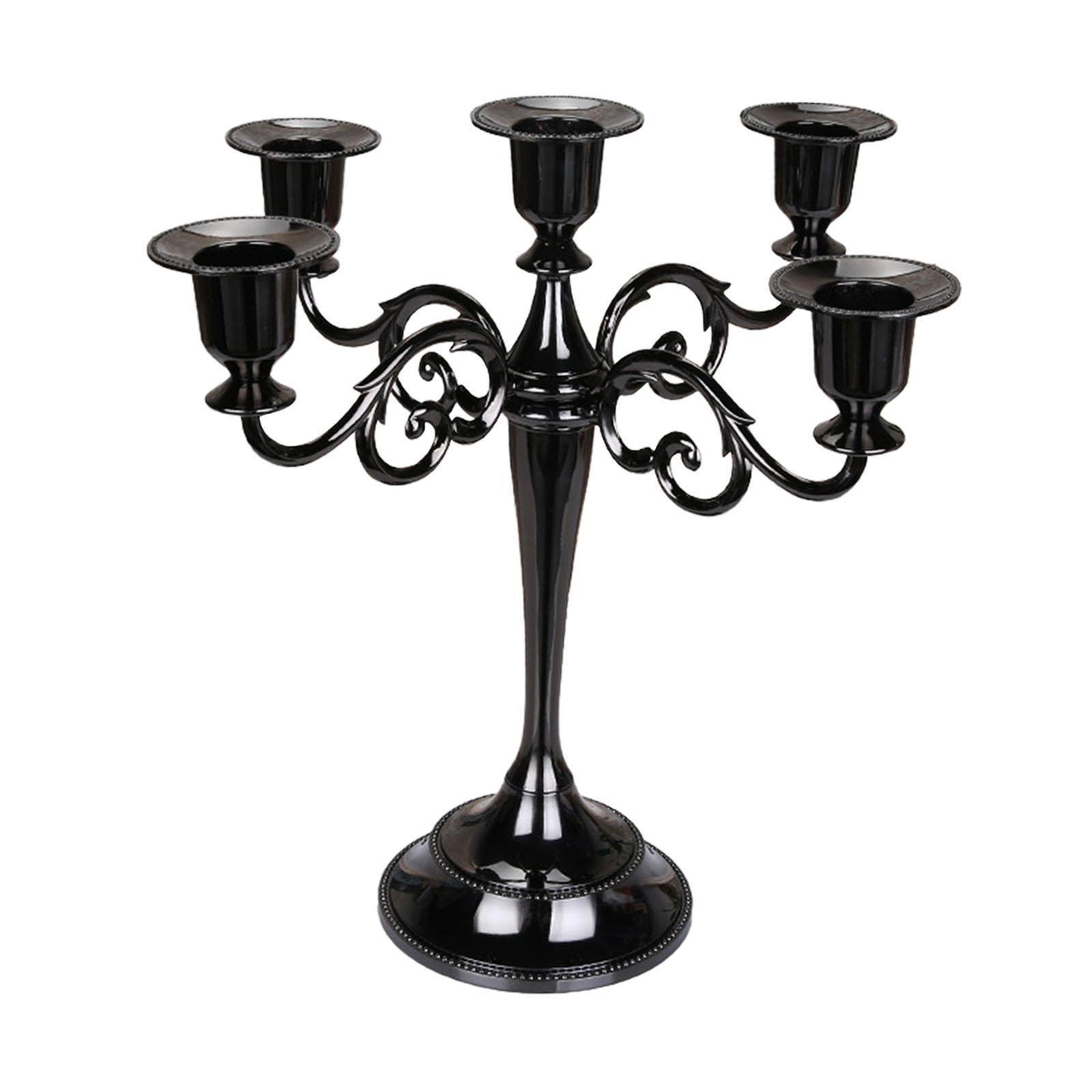 Bothyi - Candelabro De Metal Con 5 Brazos Para Velas, Candelabro Para Fiestas, Cenas, Color Negro