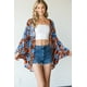thumbnail image 1 of Kimono Ligero con Estampado Floral y Rayas Coral S, 1 of 5