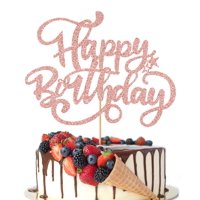 Decoración Para Tartas Crseniny Con Purpurina De Feliz Cumpleaños En Oro Rosa