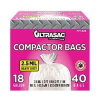 Bolsas Compactadoras De Basura Ultrasac De 18 Galones, Paquete De 40 Con Bridas