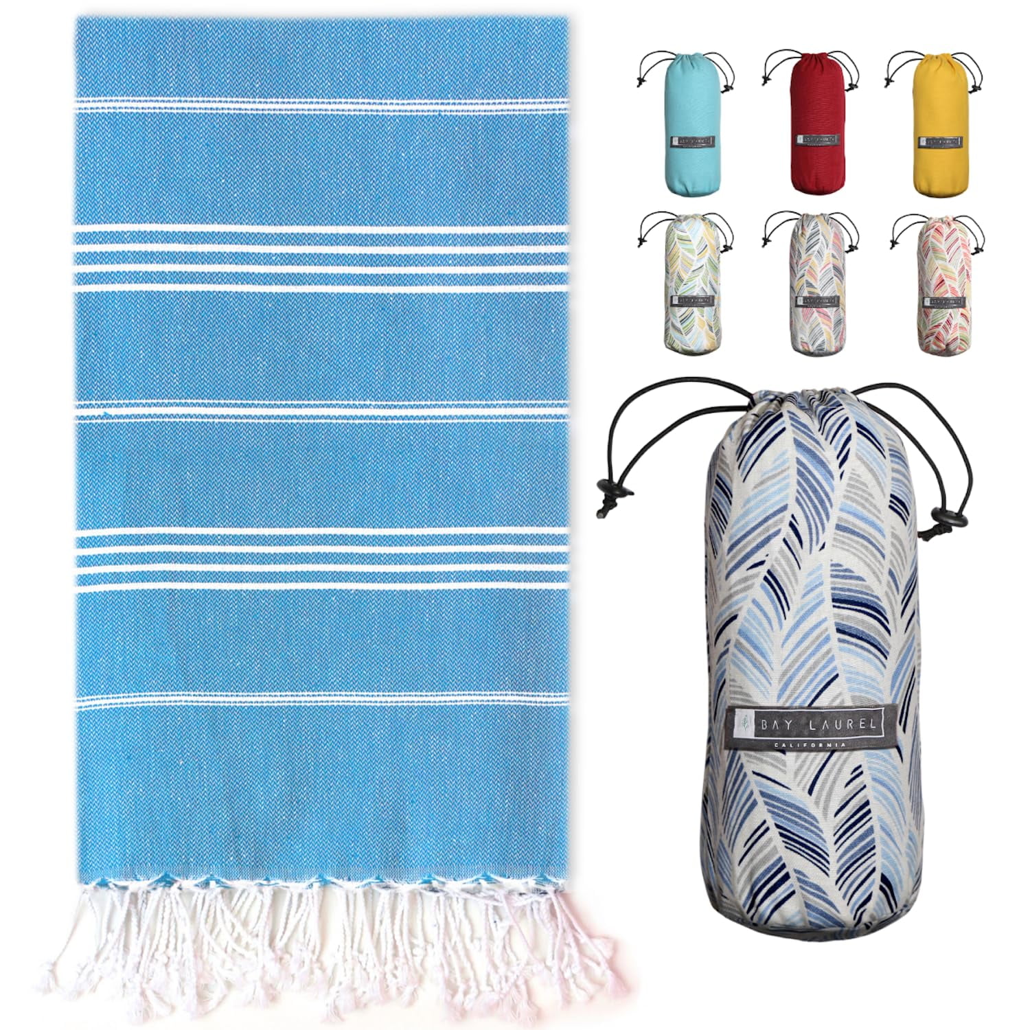 Toalla De Playa Bay Laurel Turca Con Bolsa De Viaje, 100 X 180 Cm, Sin Arena