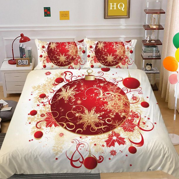 Christmas Gift Santa Claus Children's Quilt Duvet Cover Set Bed Linen3-Piece Bedding Set