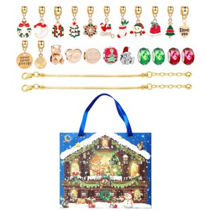 Magideal - Caja De Pulsera Diy De Navidad Con Calendario De 24 Cuadrículas, Decoración Navideña Para Recuerdos De Fiesta, Caja De Pulsera Con Dijes De Aleación, Estilo A