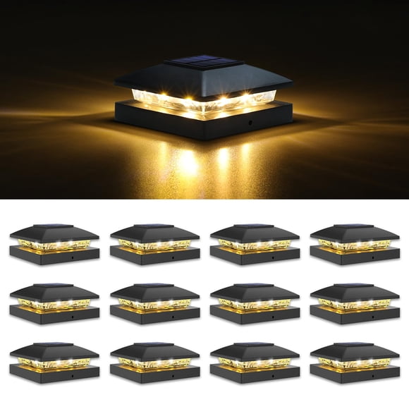 Luces Solares Para Postes 4x4 Impermeables Blanco Cálido Paquete De 12