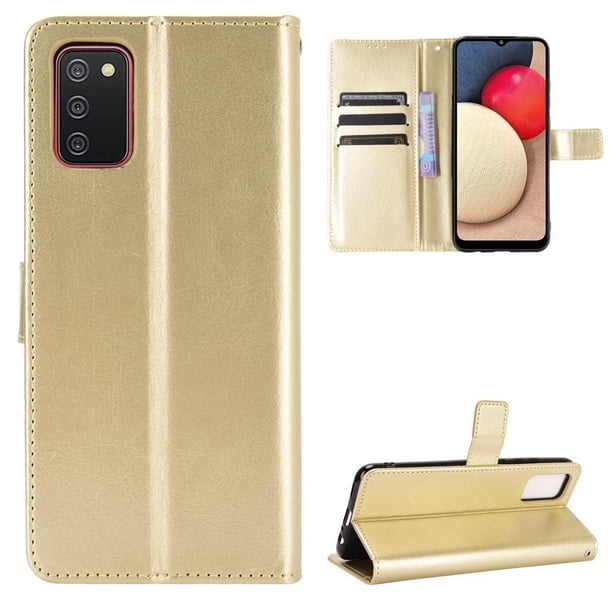 Funda tipo libro para Samsung Galaxy A02S, cartera todo‑en‑uno, funda multifuncional con tarjetero y correa de muñeca desmontable
