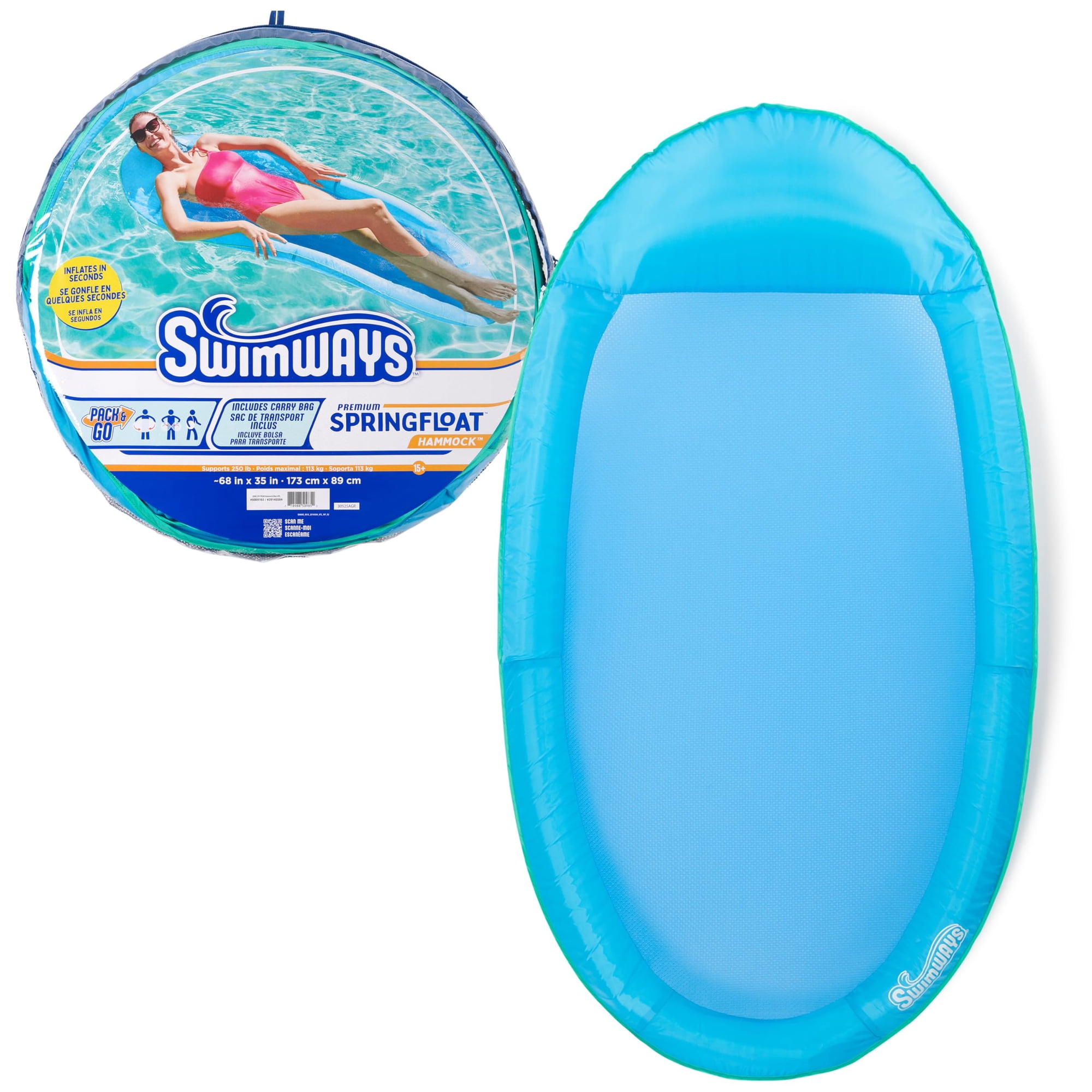 Tumbona Para Piscina Swimways Spring Float Premium, Color Azul Cielo